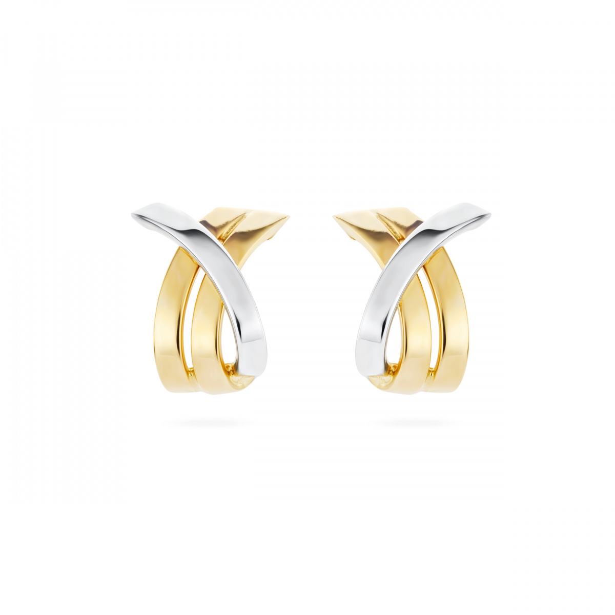 Ribbon Stud Earrings in 9ct Yellow & White Gold - Ortwin Thyssen Master ...